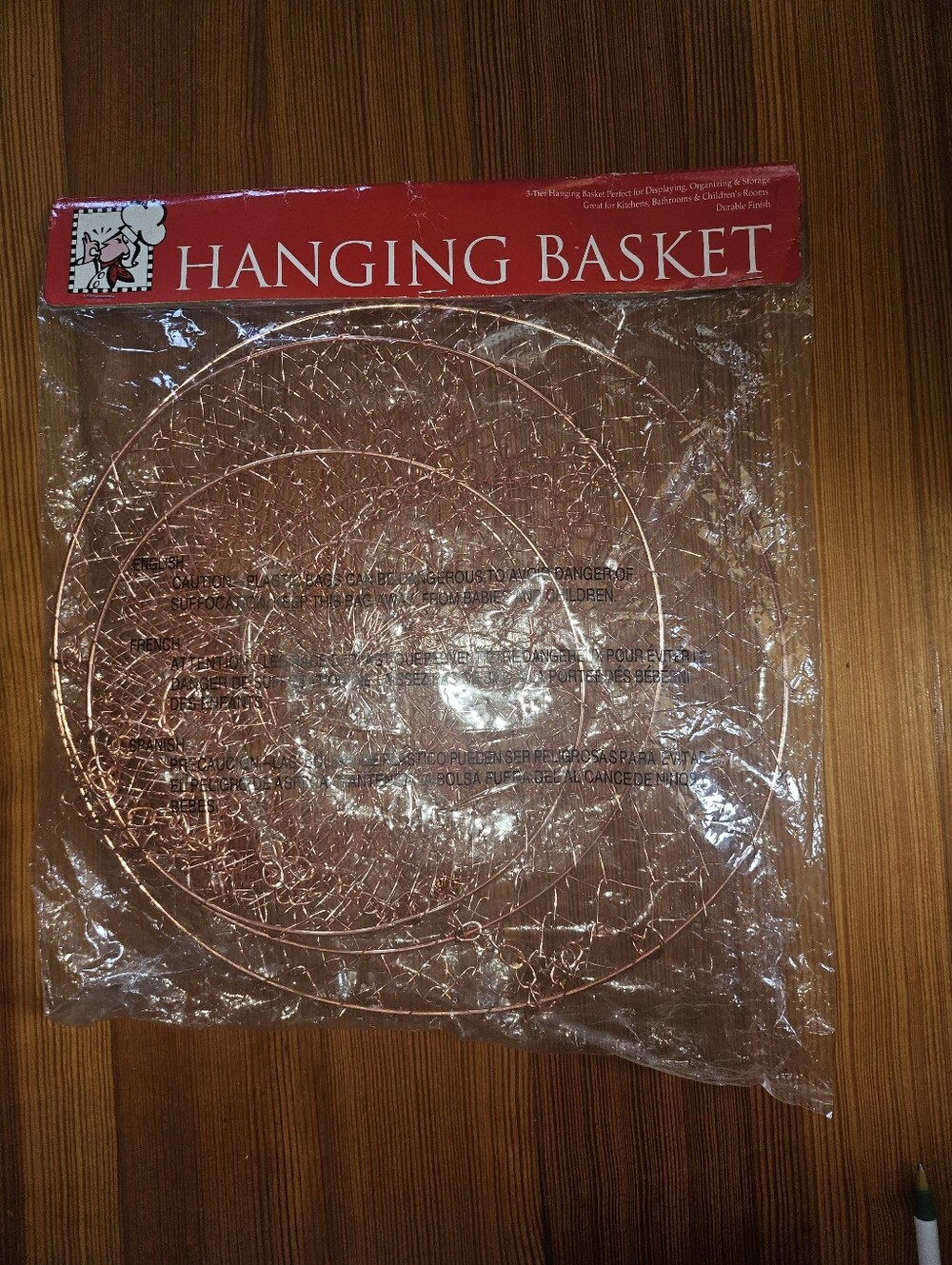 3-Tier Hanging Basket NEW Wire & Copper